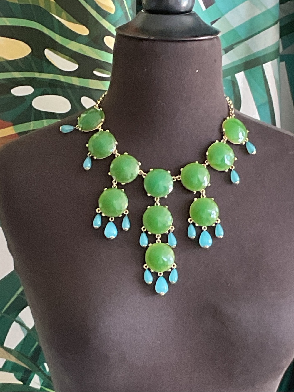 Joan Rivers Green and Turquoise Bib Statement Necklace